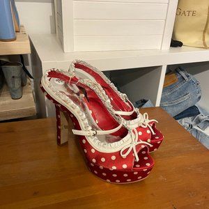Guess Red polka dot heels